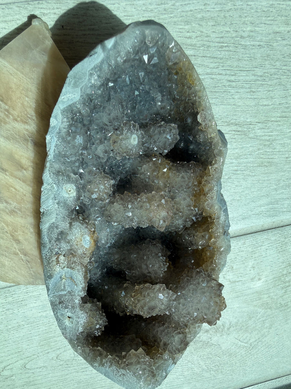 Smokey Amethyst Geode with Stalactites