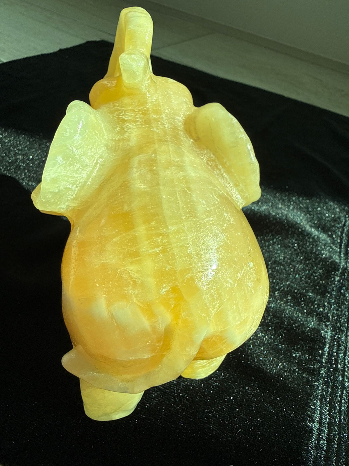 Honey Calcite Elephant Carving