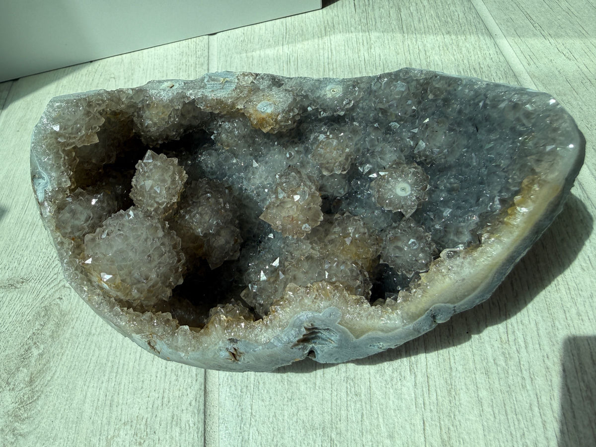 Smokey Amethyst Geode with Stalactites