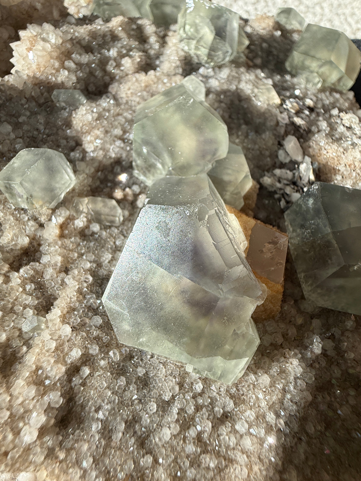 Fluorite on Quartz with Octahedral Formations