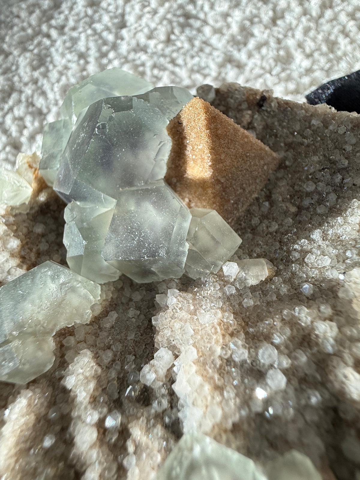 Fluorite on Quartz with Octahedral Formations