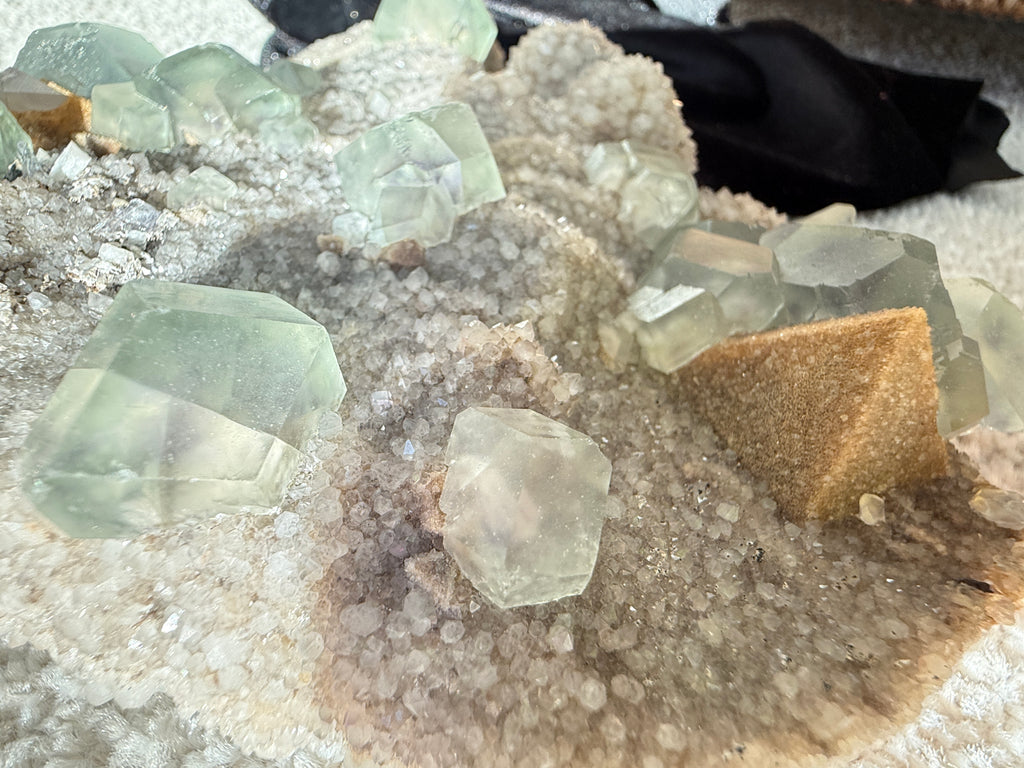 Fluorite on Quartz with Octahedral Formations