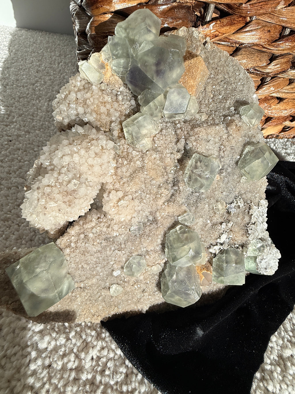 Fluorite on Quartz with Octahedral Formations